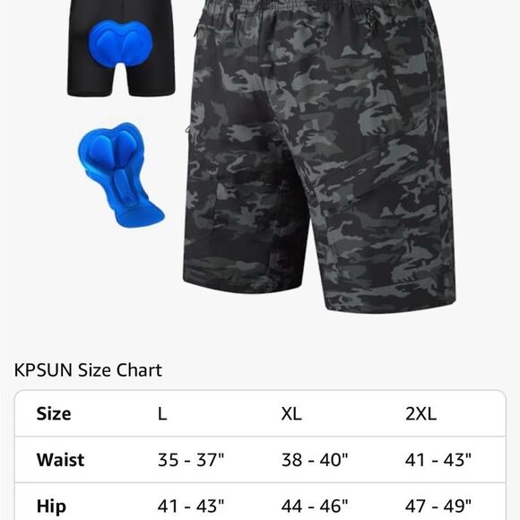 SZ XL Men's Mountain Bike Shorts 3D Padded Bicycle Cycling Shorts Quick Dry - Picture 7 of 7